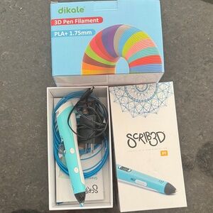 Scrib3D P1 3D Printing Pen in Blue and 3D pen filament